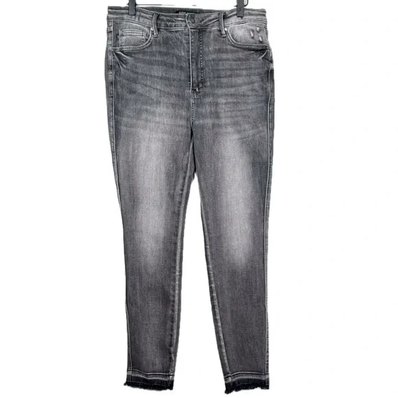 Judy Blue Jeans Size 31 Gray Denim High Waist Tummy Control Released Hem - Picture 2 of 16